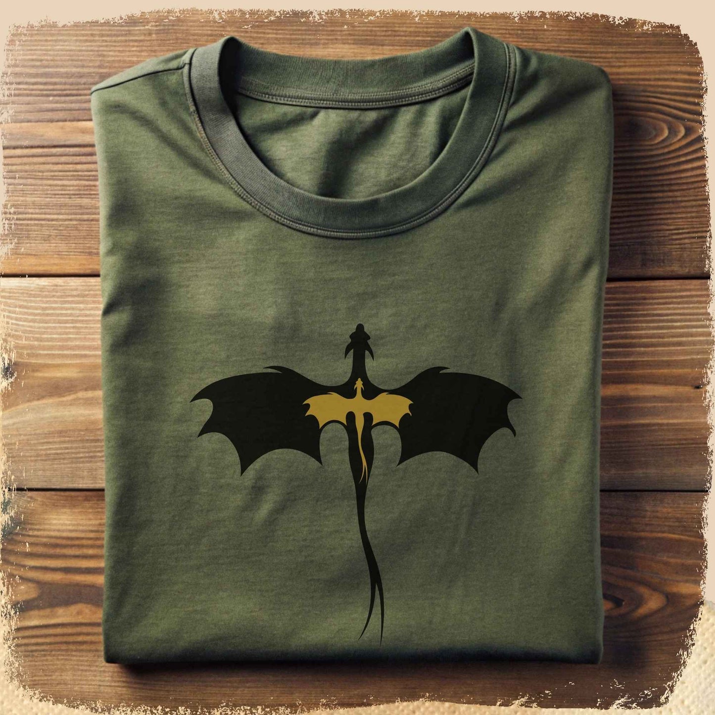 T-Shirt Dragonrider - Schwarz und Gold groß