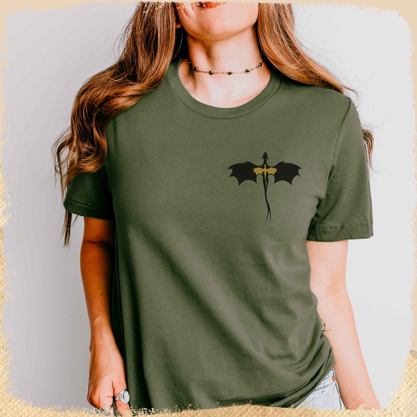 T-Shirt Dragonrider - Schwarz und Gold klein