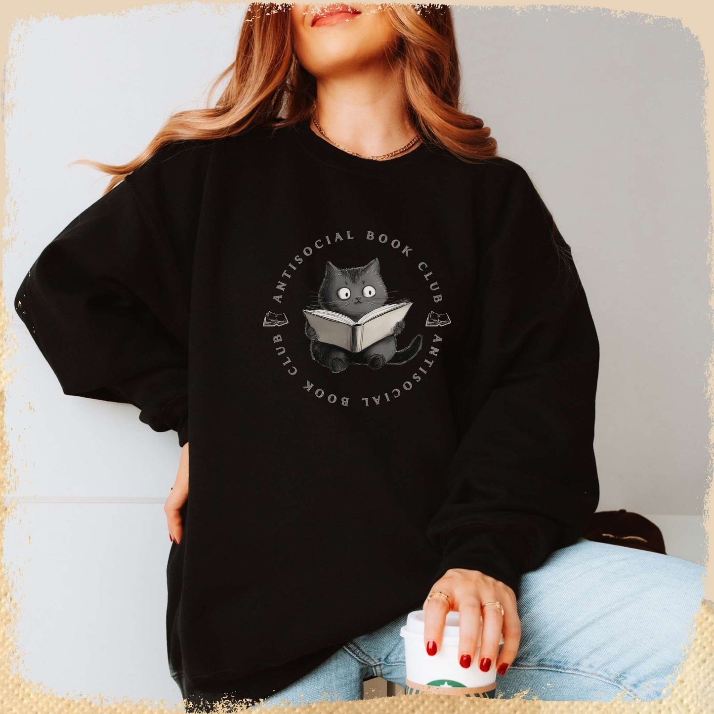 Sweatshirt Antisocial Book Club - Katze