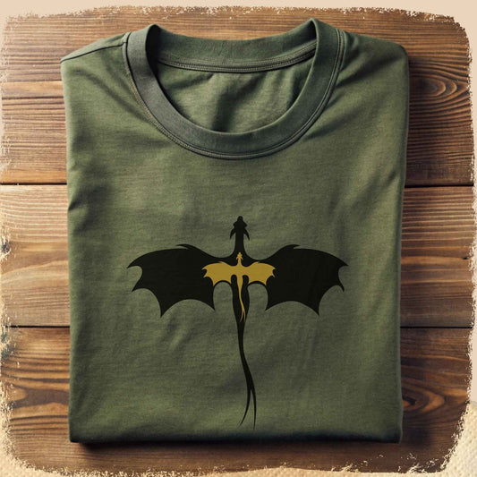 T-Shirt Dragonrider - Schwarz und Gold groß