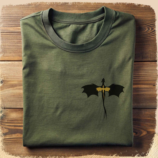 T-Shirt Dragonrider - Schwarz und Gold klein
