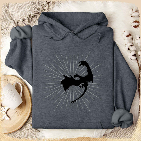 Hoodie Dragonrider - Schwarzer Drache