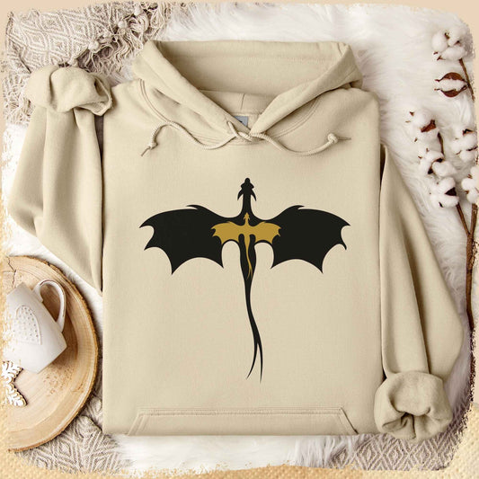 Hoodie Dragonrider - Schwarz und Gold groß