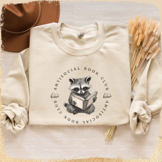 Sweatshirt Antisocial Book Club - Waschbär