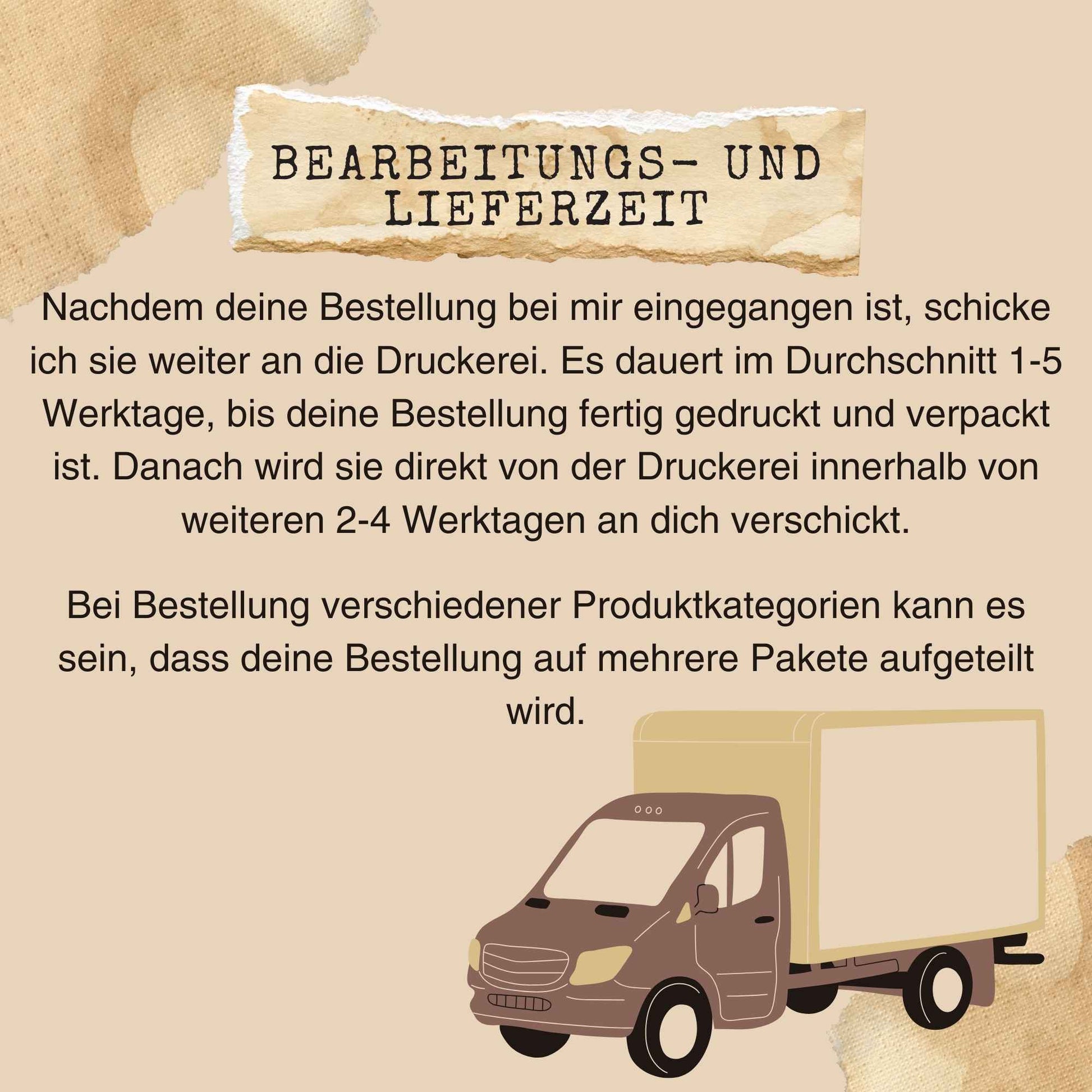 Informationen zu Bearbeitungs- und Liefertzeit